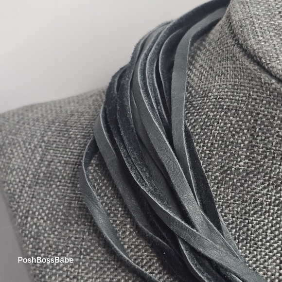 Black Suede Cord Tassel Necklace with Mixed Beads – 30" - Picture 3 of 13